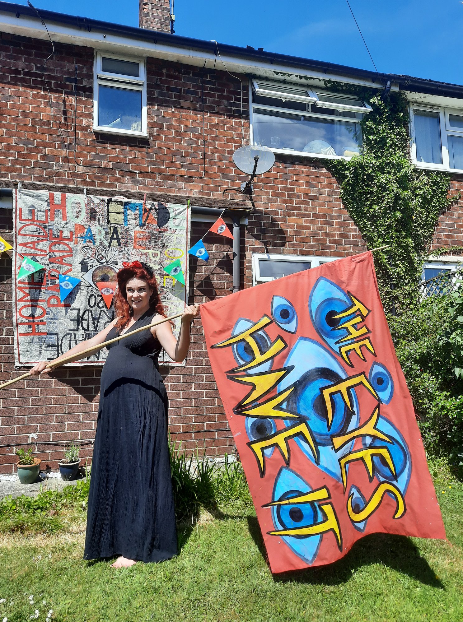 Barnaby Homemade Parade Becca with Flag
